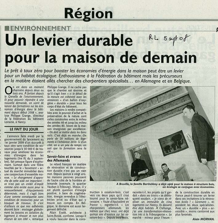 Un levier durable pour la maison de demain -- Rpublicain lorrain 